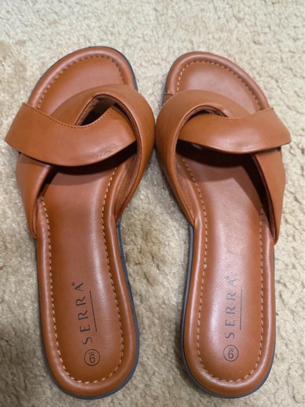 Serra Women's Cognac Twist Slide Sandals